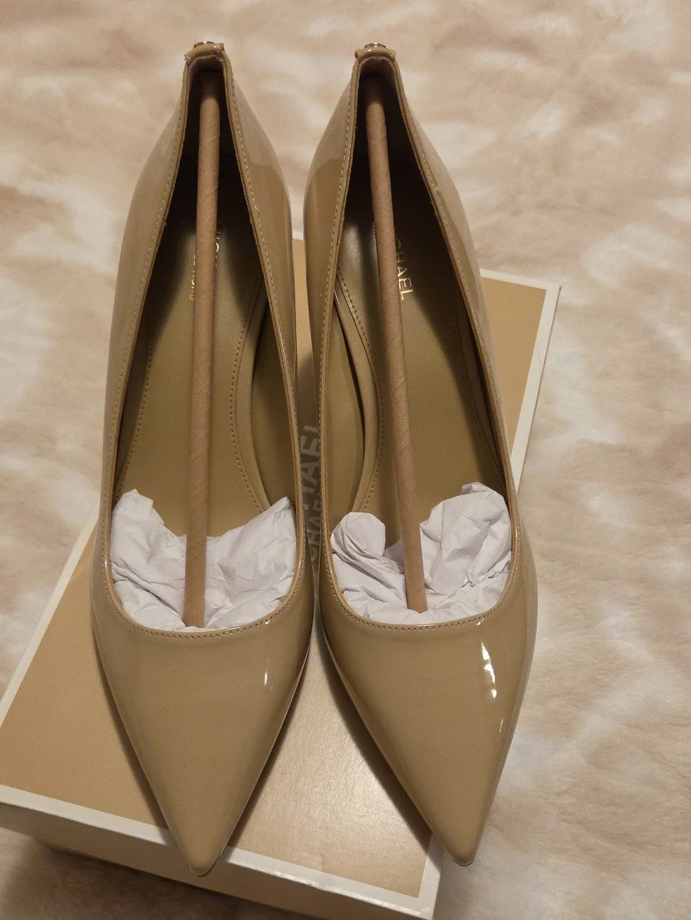 Michael Kors Neutral Patent Pointed-Toe Pumps - Light Blush